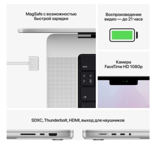 Apple MacBook Pro 16 MK1E3 Silver (M1 Pro 10-Core, GPU 16-Core, RAM 16GB, SSD 512GB)